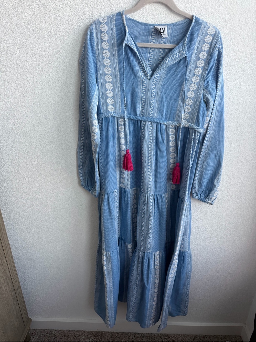 SLV Sur La Vague Maxi Dress 100% Cotton Resort Natural Boho